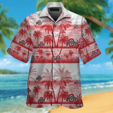 Ohio State Buckeyes Short Sleeve Button Up Tropical Hawaiian Shirt Ver022