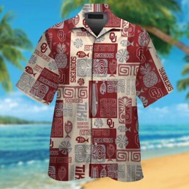 Oklahoma Sooners Short Sleeve Button Up Tropical Hawaiian Shirt Ver013