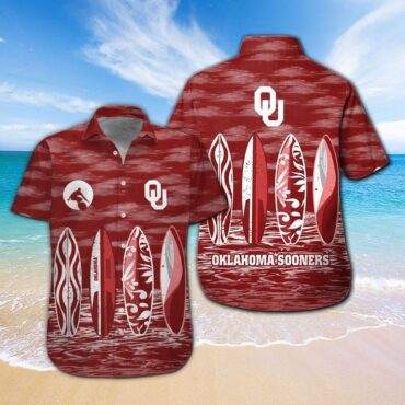 Oklahoma Sooners Short Sleeve Button Up Tropical Hawaiian Shirt Ver014