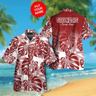 Oklahoma Sooners Short Sleeve Button Up Tropical Hawaiian Shirt Ver016