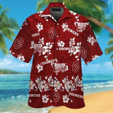 Oklahoma Sooners Short Sleeve Button Up Tropical Hawaiian Shirt Ver021