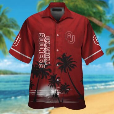 Oklahoma Sooners Short Sleeve Button Up Tropical Hawaiian Shirt Ver023