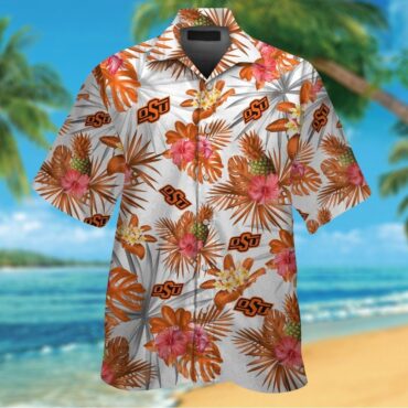 Oklahoma State Cowboys Short Sleeve Button Up Tropical Hawaiian Shirt Ver02