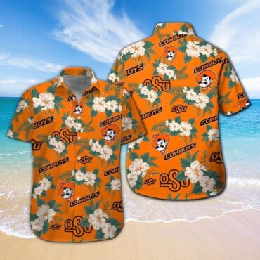 Oklahoma State Cowboys Short Sleeve Button Up Tropical Hawaiian Shirt Ver017