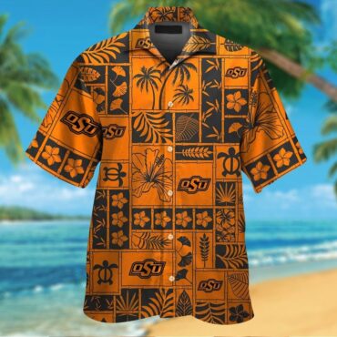 Oklahoma State Cowboys Short Sleeve Button Up Tropical Hawaiian Shirt Ver022
