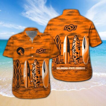 Oklahoma State Cowboys Short Sleeve Button Up Tropical Hawaiian Shirt Ver07