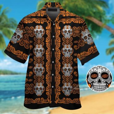 Oklahoma State Cowboysskull Short Sleeve Button Up Tropical Hawaiian Shirt
