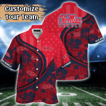 Ole Miss Rebels NCAA US Flag Hawaiian Shirt Custom Summer Aloha Shirt