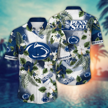 Penn State Nittany Lions NCAA Hawaiian Shirt Sun Soakedtime Aloha Shirt