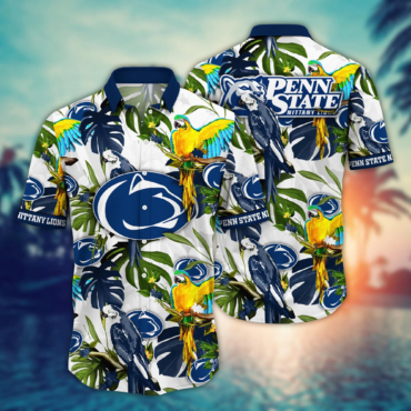 Penn State Nittany Lions NCAA Hawaiian Shirt Tan Linestime Aloha Shirt