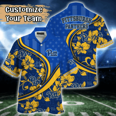 Pittsburgh Panthers Ncaa Us Flag Hawaiian Shirt Custom Summer Aloha Shirt