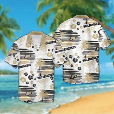 Purdue Boilermakers Short Sleeve Button Up Tropical Hawaiian Shirt Ver22
