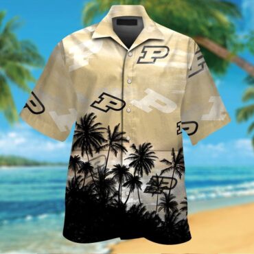Purdue Boilermakers Short Sleeve Button Up Tropical Hawaiian Shirt Ver07