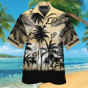 Purdue Boilermakers Tropical Short Sleeve Button Up Tropical Hawaiian Shirt