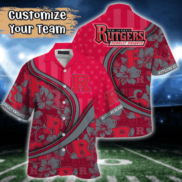 Rutgers Scarlet Knights Ncaa Us Flag Hawaiian Shirt Custom Summer Aloha Shirt