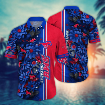 SMU Mustangs Ncaa Hawaiian Shirt Custom Warm Nights Aloha Shirt