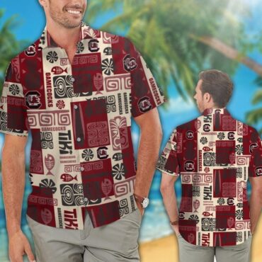 South Carolina Gamecocks Short Sleeve Button Up Tropical Hawaiian Shirt Ver026