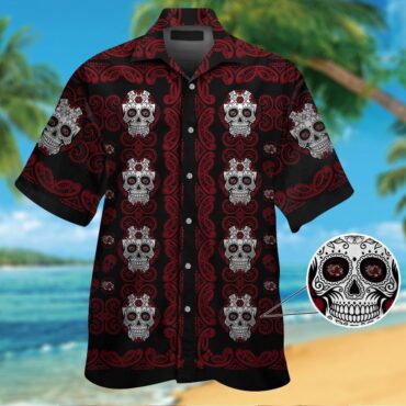 South Carolina Gamecocksskull Short Sleeve Button Up Tropical Hawaiian Shirt