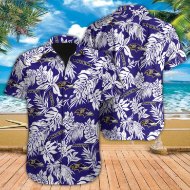 Baltimore Ravens Hawaiian Shirt Tropical Leafs Design Aloha Shirts