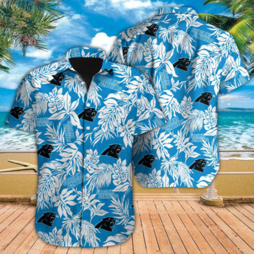 Carolina Panthers Hawaiian Shirt Tropical Leafs Design Aloha Shirts