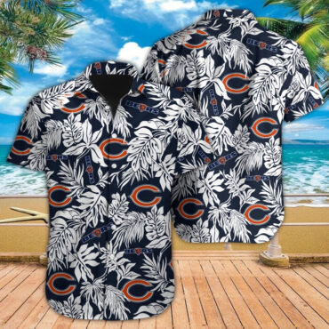 Chicago Bears Hawaiian Shirt Tropical Leafs Design Aloha Shirts
