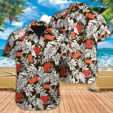 Cleveland Browns Hawaiian Shirt Tropical Leafs Design Aloha Shirts