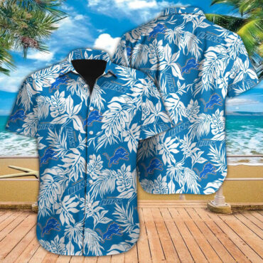 Detroit Lions Hawaiian Shirt Tropical Leafs Design Aloha Shirts