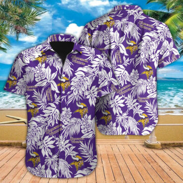 Minnesota Vikings Hawaiian Shirt Tropical Leafs Design Aloha Shirts