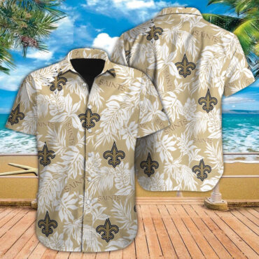 New Orleans Saints Hawaiian Shirt Tropical Leafs Design Aloha Shirts