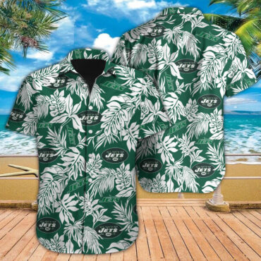 New York Jets Hawaiian Shirt Tropical Leafs Design Aloha Shirts
