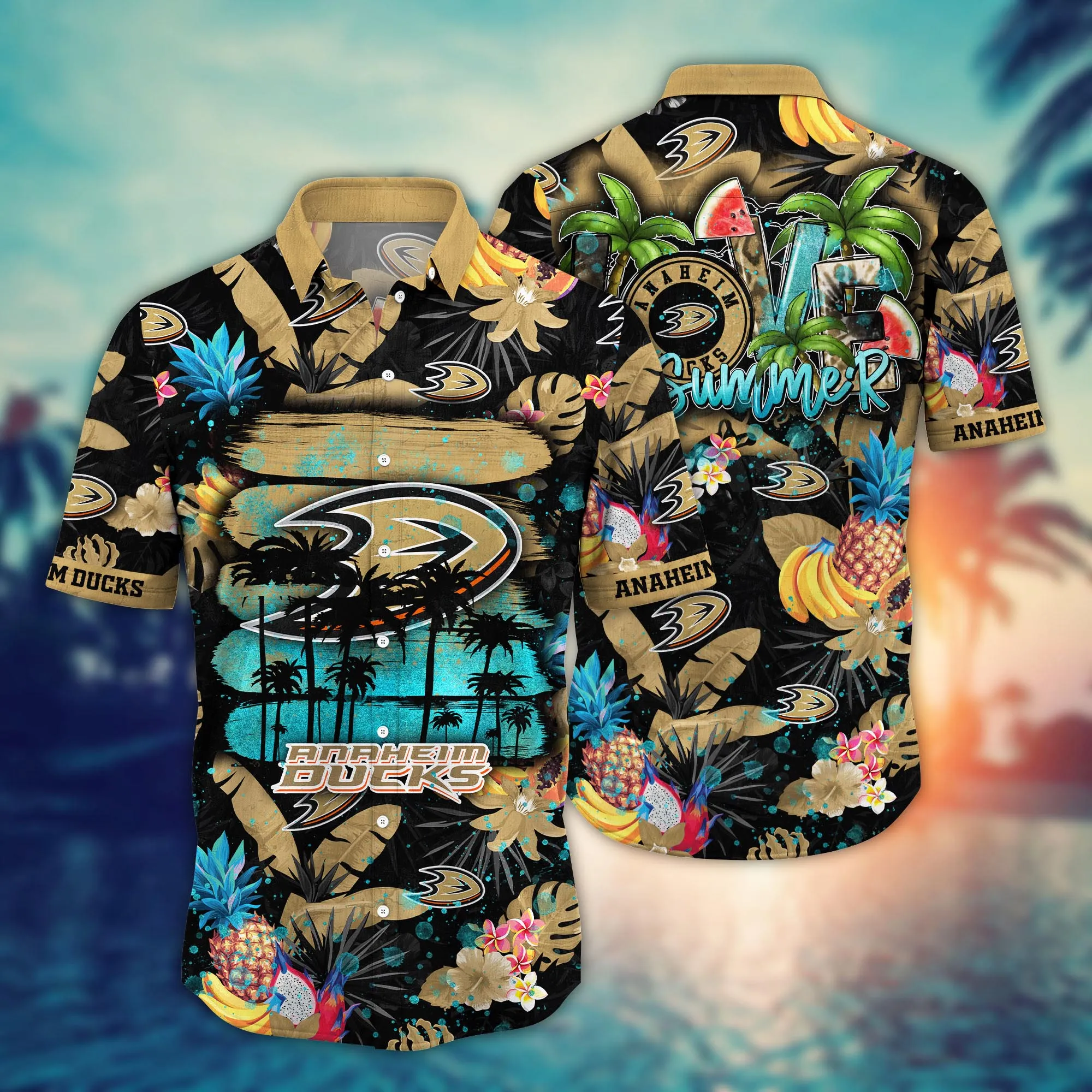 Anaheim Ducks NHL Hawaiian Shirt Warm Nightstime Aloha Shirt