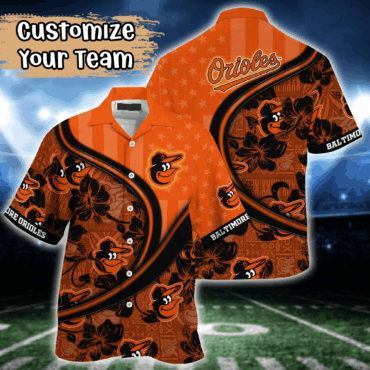 Baltimore Orioles MLB US Flag Hawaiian Shirt Custom Summer Aloha Shirt
