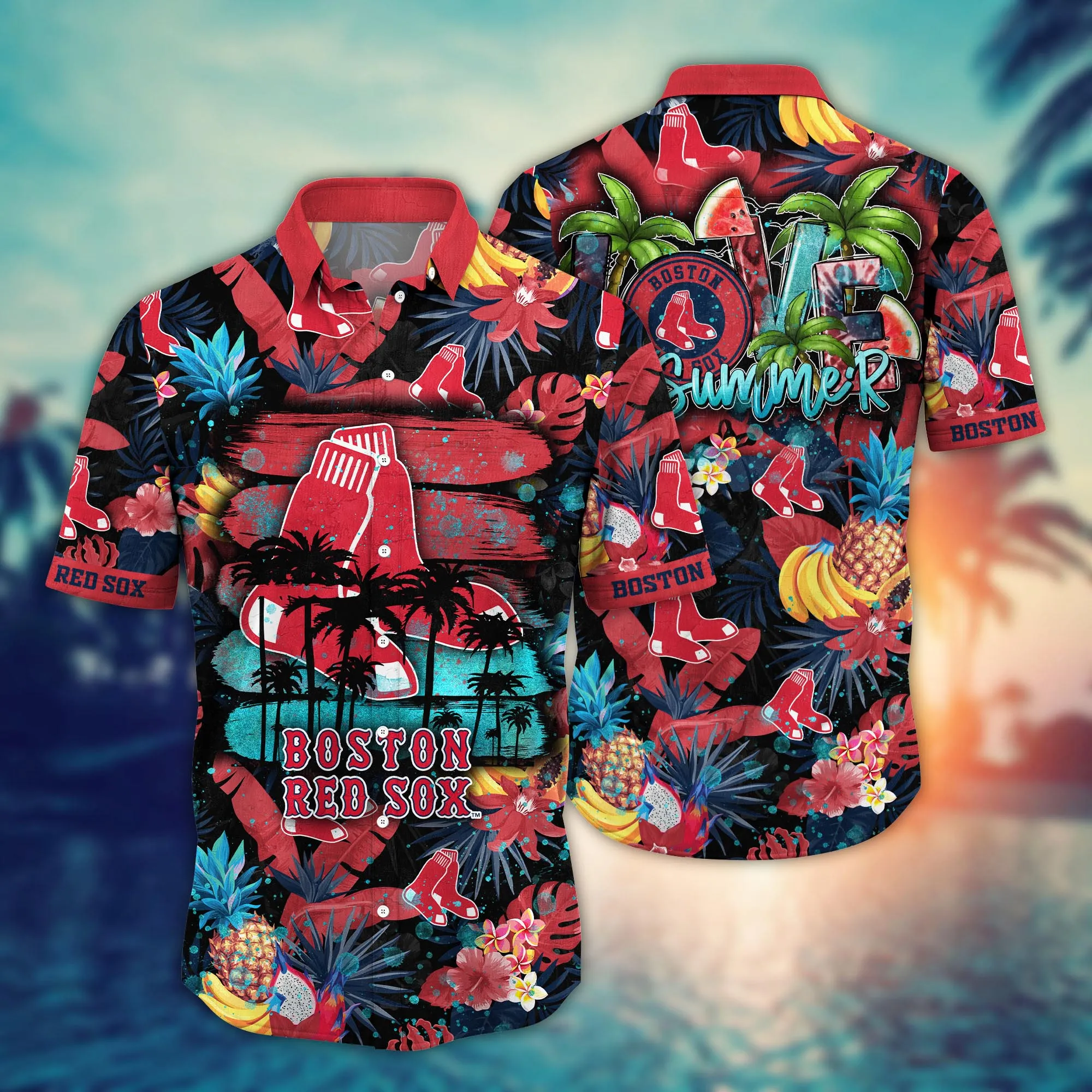 Boston Red Sox MLB Hawaiian Shirt Ocean Wavestime Aloha Shirt