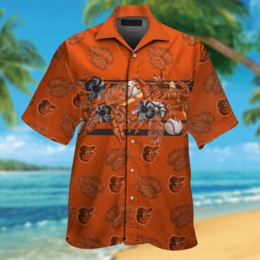 Baltimore Orioles Button Up Short Sleeve Tropical Hawaiian Shirt