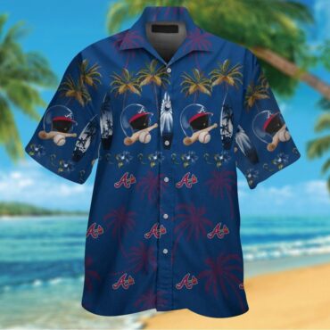Atlanta Braves Button Up Short Sleeve Tropical Hawaiian Shirt
