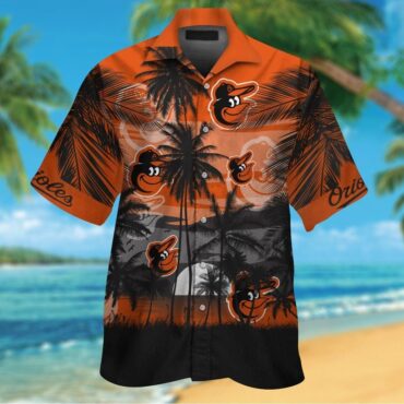 Baltimore Orioles Button Up Short Sleeve Tropical Hawaiian Shirt
