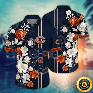 Chicago Bears Hawaii Shirt  Flower Aloha Shirt For Football Fans