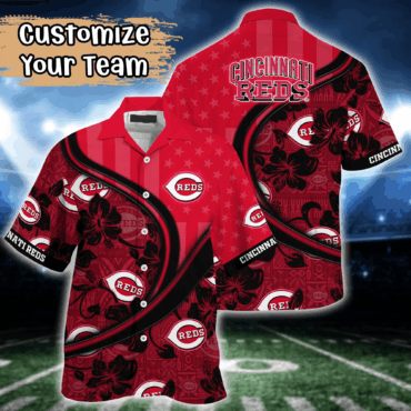 Cincinnati Reds MLB US Flag Hawaiian Shirt Custom Summer Aloha Shirt