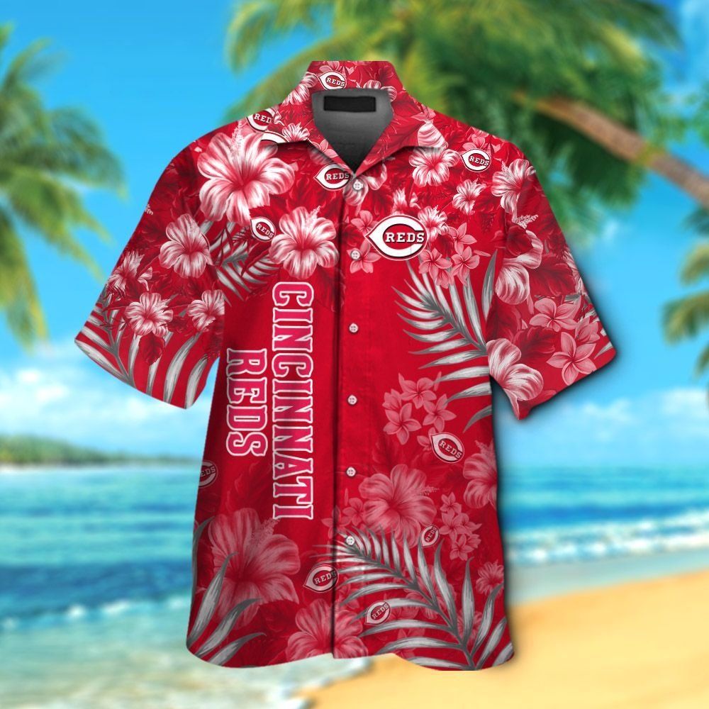 Cincinnati Reds Short Sleeve Button Up Tropical Hawaiian Shirt Ver06