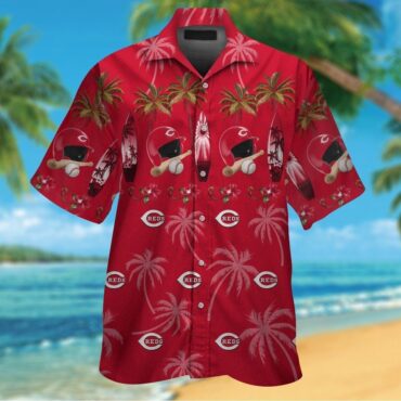 Cincinnati Reds Short Sleeve Button Up Tropical Hawaiian Shirt Ver03