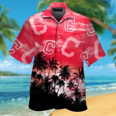 Cleveland Indians Short Sleeve Button Up Tropical Hawaiian Shirt Ver01