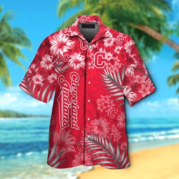 Cleveland Indians Short Sleeve Button Up Tropical Hawaiian Shirt Ver02