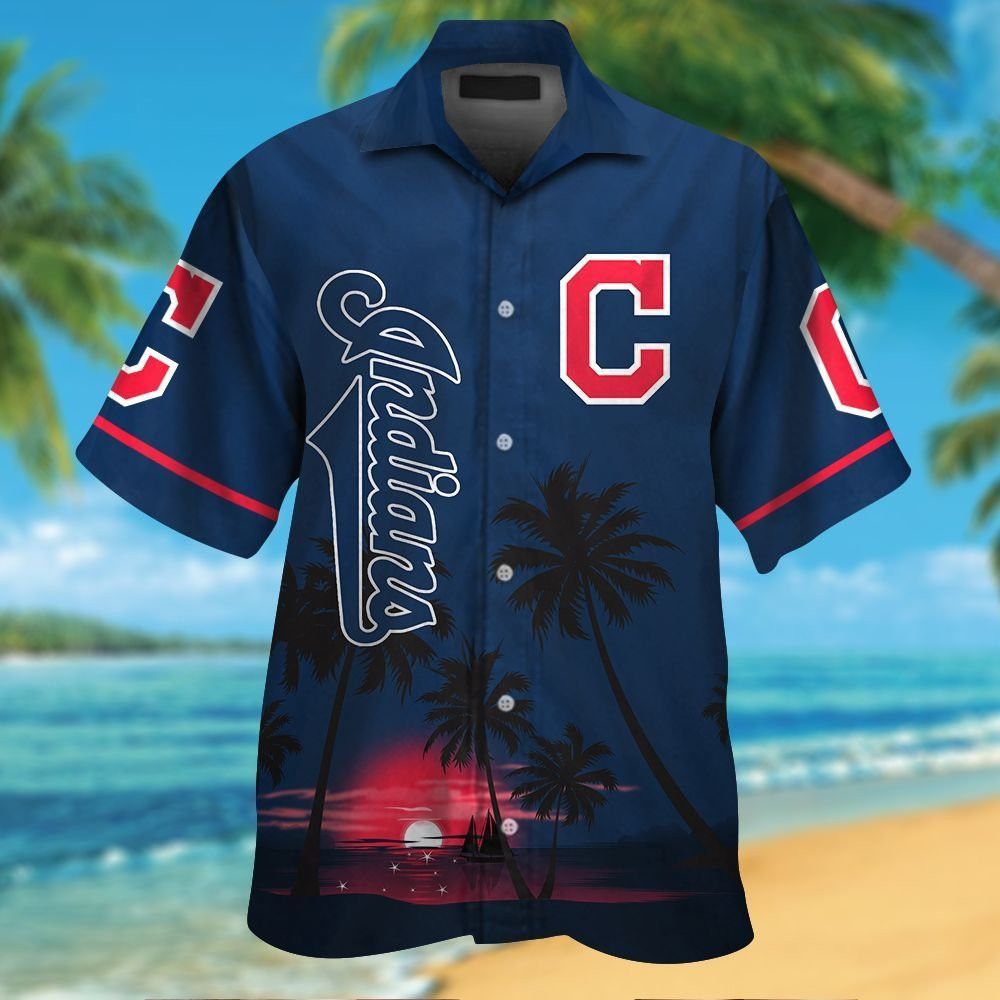 Cleveland Indians Short Sleeve Button Up Tropical Hawaiian Shirt Ver03
