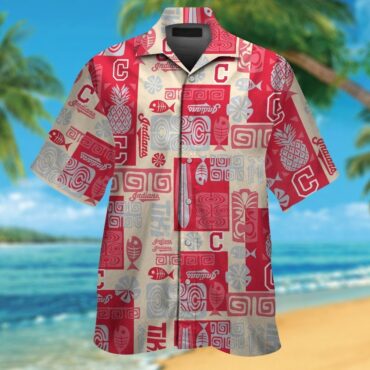 Cleveland Indians Short Sleeve Button Up Tropical Hawaiian Shirt Ver04