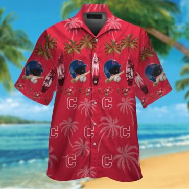 Cleveland Indians Short Sleeve Button Up Tropical Hawaiian Shirt Ver05