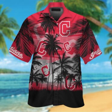 Cleveland Indians Short Sleeve Button Up Tropical Hawaiian Shirt Ver05