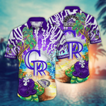 Colorado Rockies MLB Hawaiian Shirt Tan Linestime Soccer Match Shirts