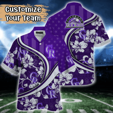Colorado Rockies MLB US Flag Hawaiian Shirt Custom Summer Aloha Shirt