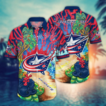 Columbus Blue Jackets Nhl Hawaiian Shirt Summer Nightstime Aloha Shirt