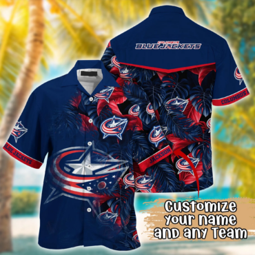 Columbus Blue Jackets Nhl Summer Hawaii Shirt And Tshirt Custom Aloha Shirt